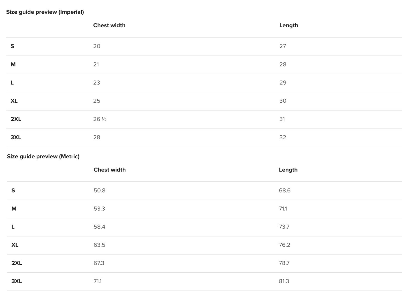 Size Guide