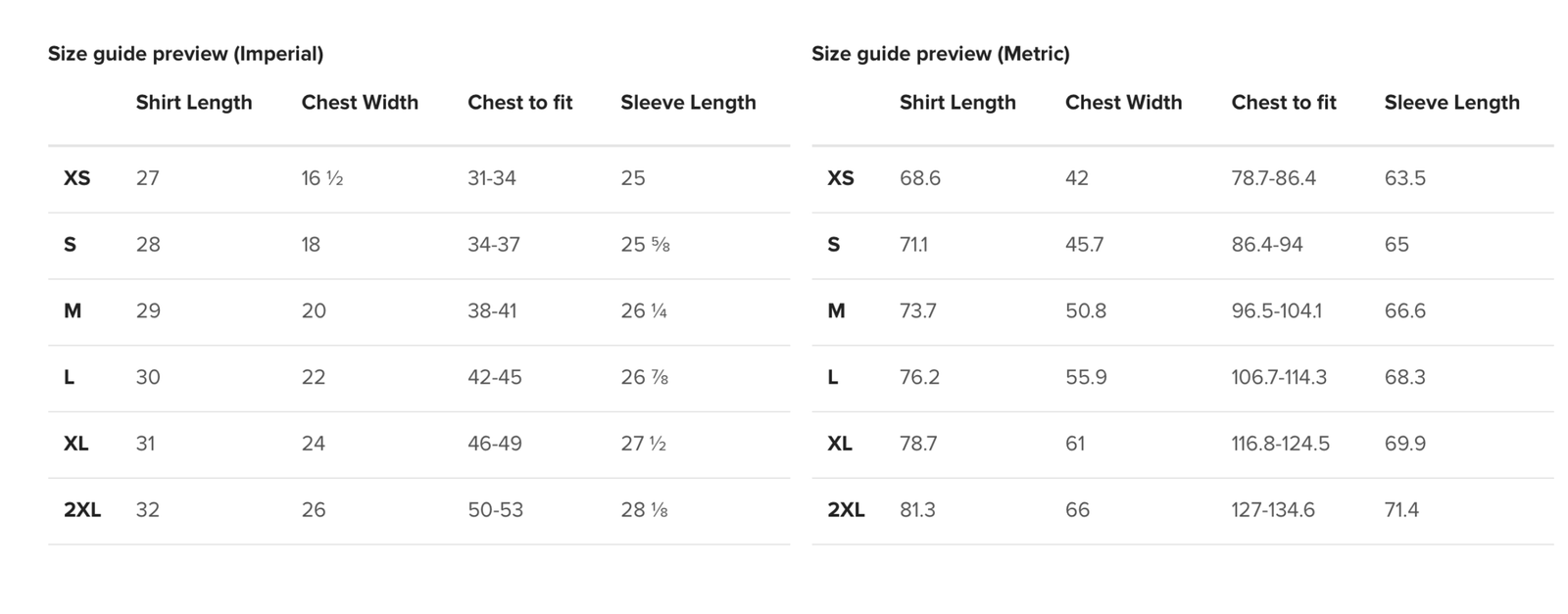 Size Guide