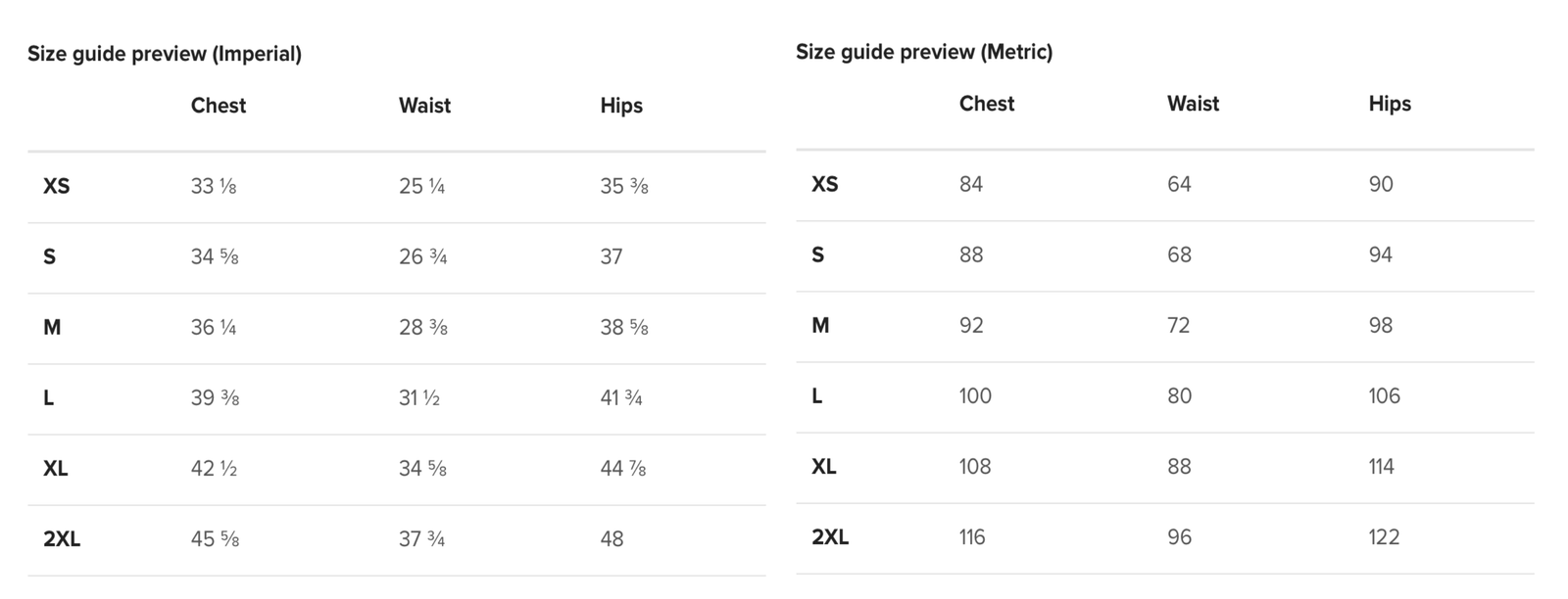 Size Guide