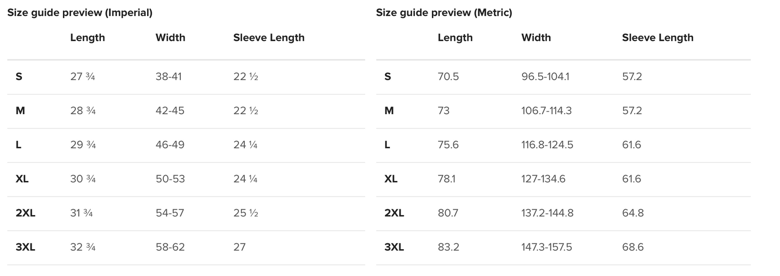 Size Guide