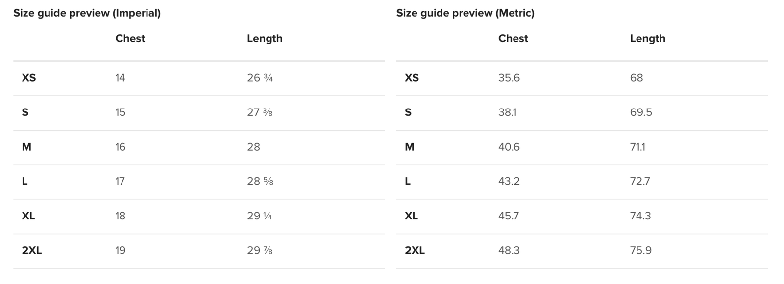 Size Guide