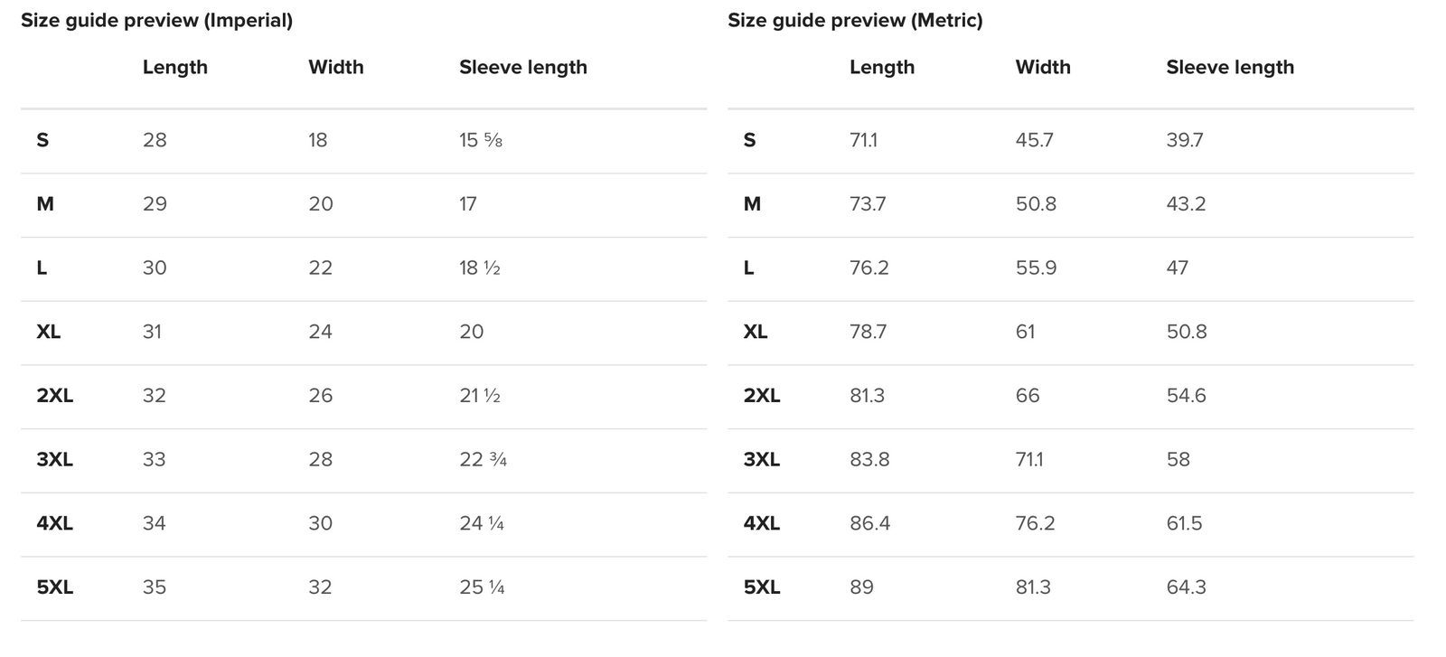 Size Guide