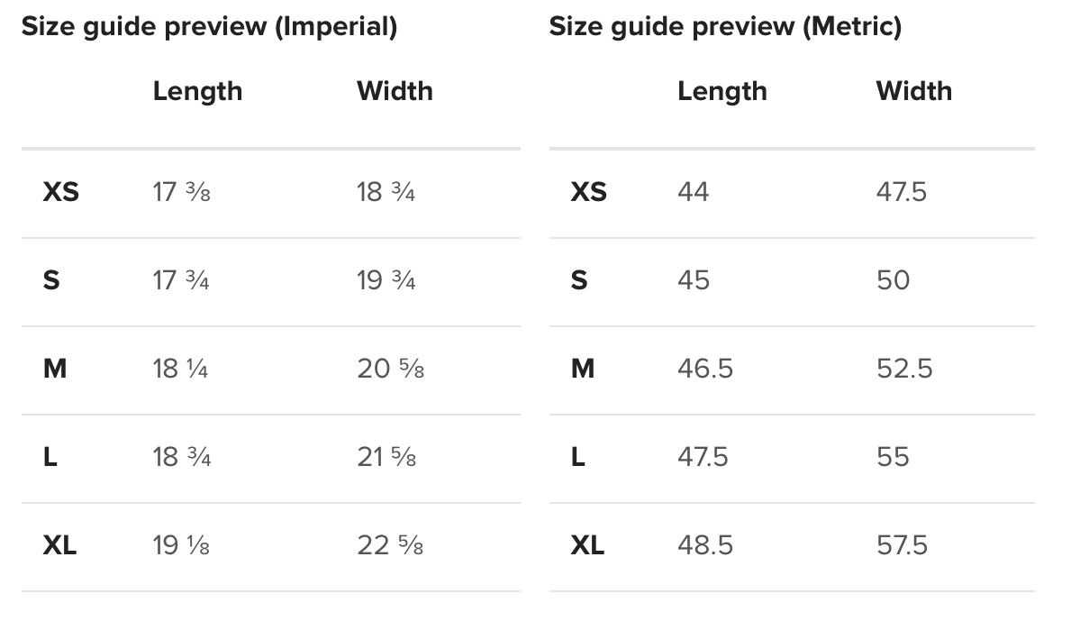 Size Guide